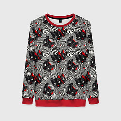 Женский свитшот Черные коты в оптической иллюзии