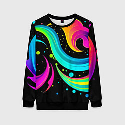 Свитшот женский Яркая неоновая абстракция - нейросеть, цвет: 3D-черный