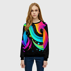 Свитшот женский Яркая неоновая абстракция - нейросеть, цвет: 3D-черный — фото 2