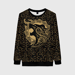 Свитшот женский Медведь в кельтском стиле, цвет: 3D-черный