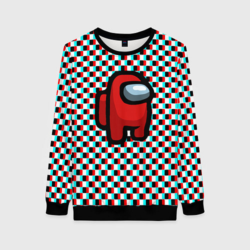 Женский свитшот Among us шахматка / 3D-Черный – фото 1