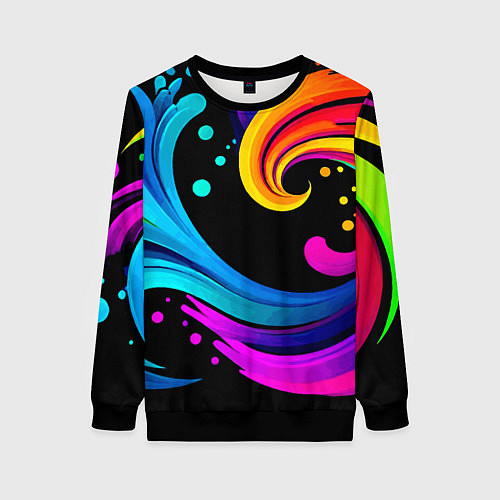 Женский свитшот Joy wave - ai art fantasy / 3D-Черный – фото 1