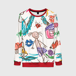 Свитшот женский Детский принт, цвет: 3D-красный