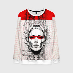Свитшот женский Футуристичная женщина-андроид, цвет: 3D-белый