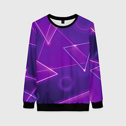 Свитшот женский Неоновые треугольники - геометрический паттерн, цвет: 3D-черный