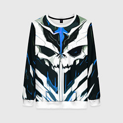 Свитшот женский Абстрактный белый череп и синие полосы, цвет: 3D-белый