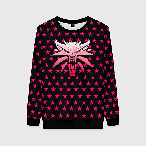 Женский свитшот Ведьмак звёзды паттерн / 3D-Черный – фото 1
