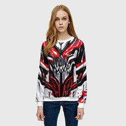 Свитшот женский Абстрактный красный череп, цвет: 3D-белый — фото 2