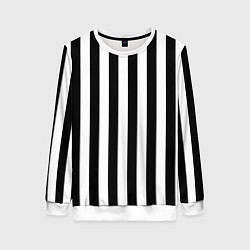 Свитшот женский Вертикальные черно белые полосы, цвет: 3D-белый