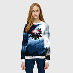 Свитшот женский Ведьмак лого волк, цвет: 3D-белый — фото 2