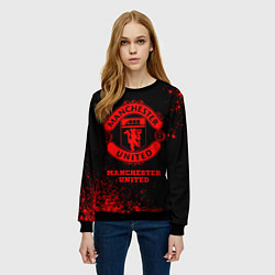 Свитшот женский Manchester United - red gradient, цвет: 3D-черный — фото 2