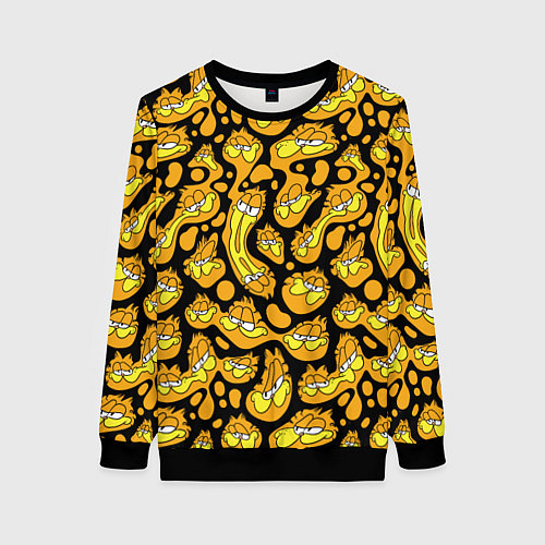 Женский свитшот Гарфилд паттерн / 3D-Черный – фото 1