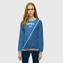 Свитшот женский Opel сине-голубой в полоску, цвет: 3D-меланж — фото 2
