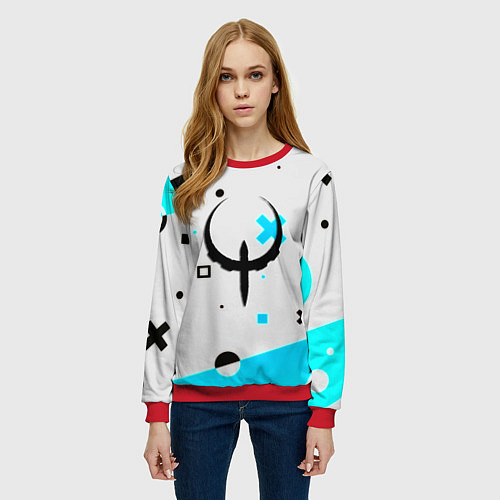 Женский свитшот Quake game pattern / 3D-Красный – фото 3