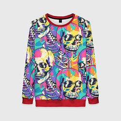 Свитшот женский Граффити череп разноцветный, цвет: 3D-красный