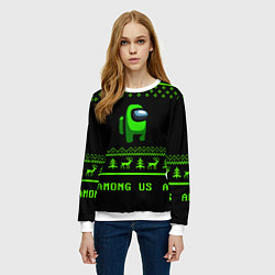 Свитшот женский Among us зелёный, цвет: 3D-белый — фото 2