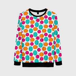 Свитшот женский Паттерн с цветными пузырями, цвет: 3D-черный