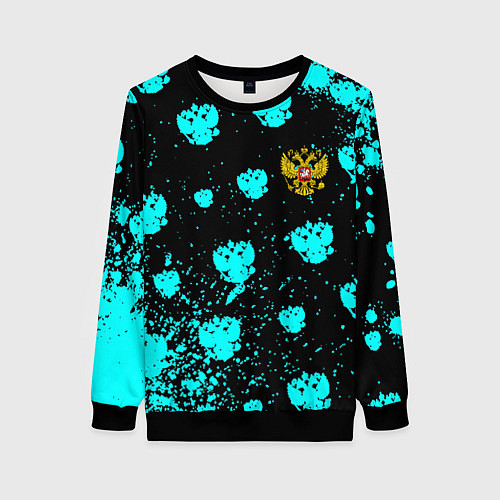 Женский свитшот Герб текстура РФ / 3D-Черный – фото 1