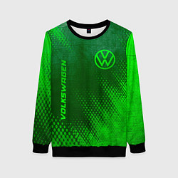Свитшот женский Volkswagen - green gradient вертикально, цвет: 3D-черный