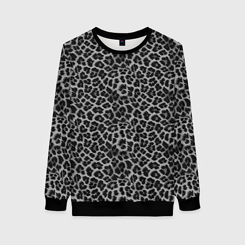 Женский свитшот Серо-черный узор леопардовой шкуры / 3D-Черный – фото 1