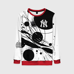 Свитшот женский New York Yankees baseball team - abstraction, цвет: 3D-красный