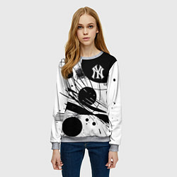 Свитшот женский New York Yankees baseball team - abstraction, цвет: 3D-меланж — фото 2