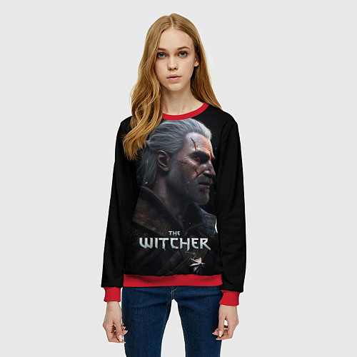 Женский свитшот The Witcher poster / 3D-Красный – фото 3