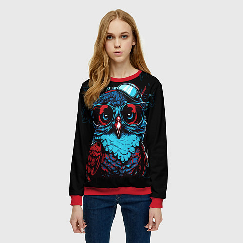 Женский свитшот Умная совушка / 3D-Красный – фото 3