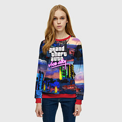 Свитшот женский GTA vice city коллаж, цвет: 3D-красный — фото 2