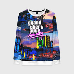 Свитшот женский GTA vice city коллаж, цвет: 3D-белый