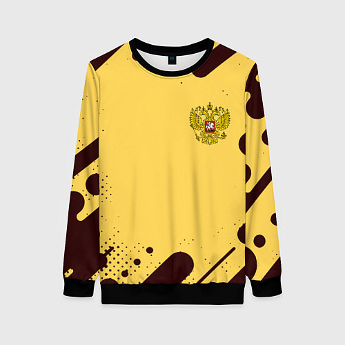Женский свитшот Герб РФ текстура ретро / 3D-Черный – фото 1