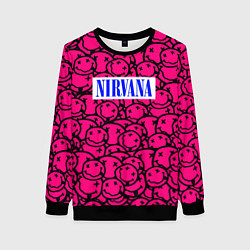 Свитшот женский Nirvana pink logo, цвет: 3D-черный