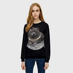 Свитшот женский Чау-чау и луна, цвет: 3D-черный — фото 2