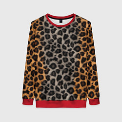 Свитшот женский Шерстка леопарда, цвет: 3D-красный