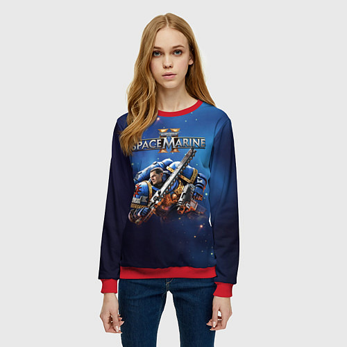 Женский свитшот Captain Titus Warhammer 40000 space marine 2 / 3D-Красный – фото 3