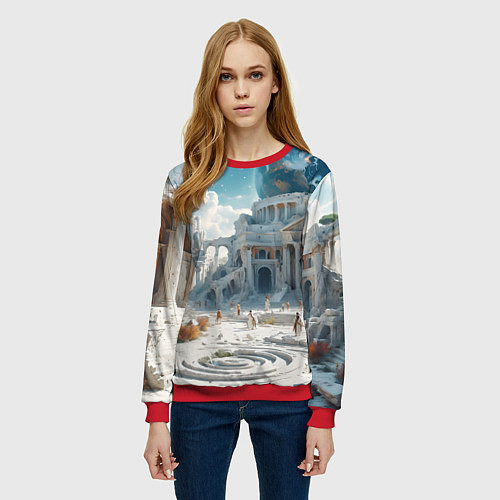 Женский свитшот Фантастическая античность / 3D-Красный – фото 3
