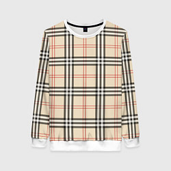 Свитшот женский Стильная клетка - шотландка, цвет: 3D-белый