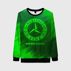 Свитшот женский Mercedes - green gradient, цвет: 3D-черный