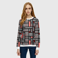Свитшот женский Узор в клетку, цвет: 3D-белый — фото 2