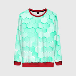 Женский свитшот Ярко бирюзовые соты