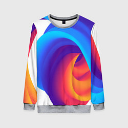 Свитшот женский Неоновые волны абстракция, цвет: 3D-меланж
