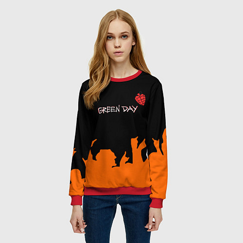 Женский свитшот Green day rock / 3D-Красный – фото 3