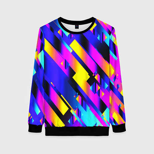 Женский свитшот Неоновая геометрия плитка / 3D-Черный – фото 1