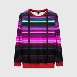 Свитшот женский Неоновые лучи текстура, цвет: 3D-красный