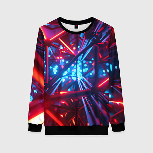 Женский свитшот Неоновые трубки / 3D-Черный – фото 1
