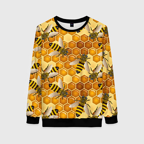 Женский свитшот Пчелиный цветной паттерн / 3D-Черный – фото 1