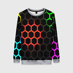 Свитшот женский Hexagon neon, цвет: 3D-меланж