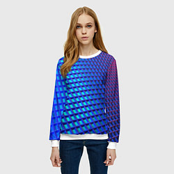 Свитшот женский Неоновая клетка текстура, цвет: 3D-белый — фото 2