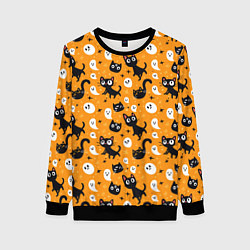Женский свитшот Паттерн с черными кошками