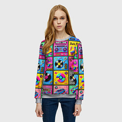 Свитшот женский Вибрации 90-х вечеринка в стиле ретро, цвет: 3D-меланж — фото 2